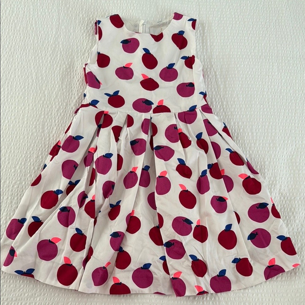 Jacadi White Dress with Red and Blue Apple Design